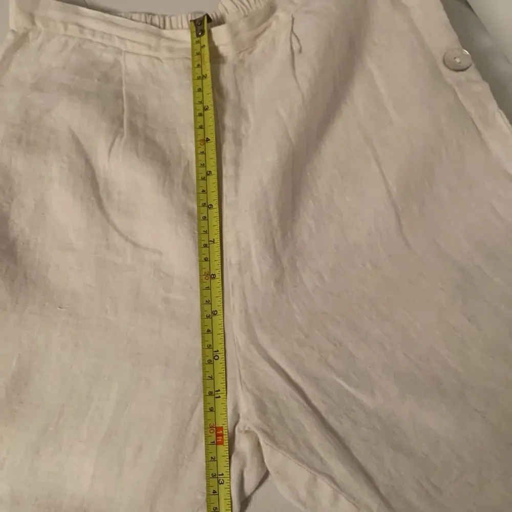 Christine Damien Linen White Cropped Pants Size S